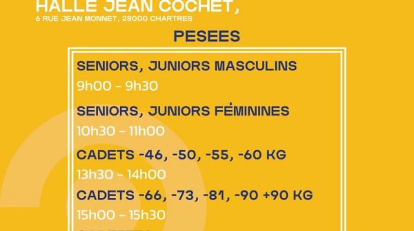 Open séniors, juniors et cadet(te)s St Georges sur Eure, dimanche 3 Mai 2026
